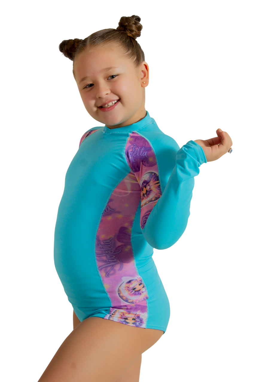 Vestido de baño olimpico niña manga larga estampado