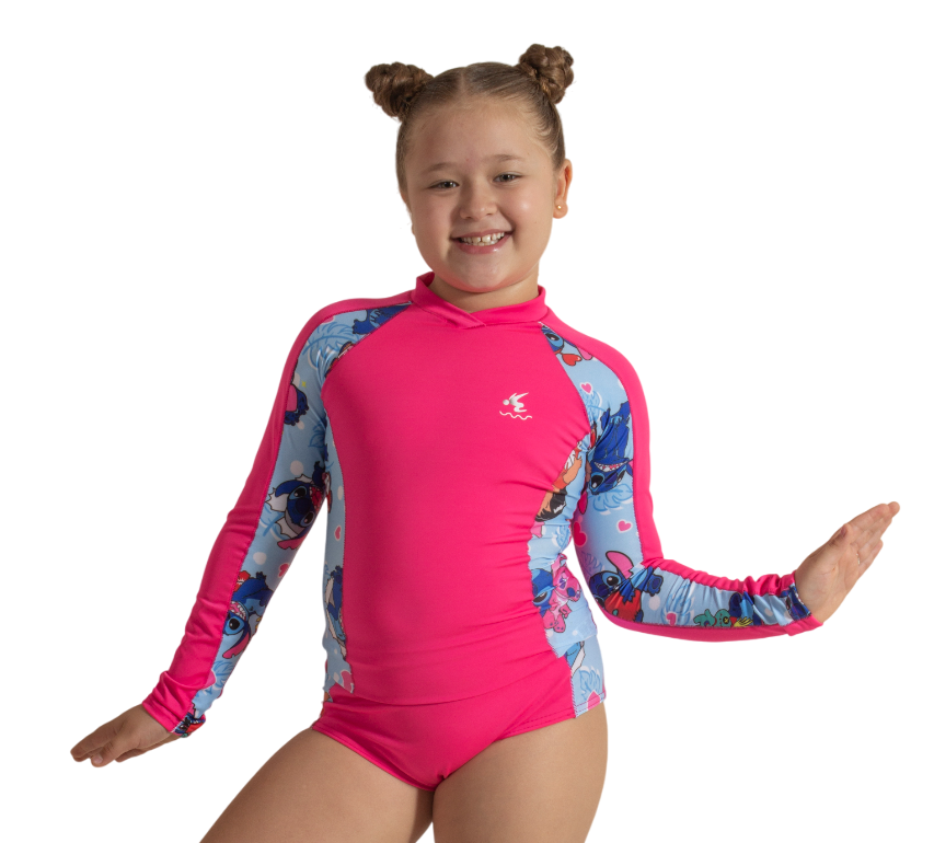 Vestido de baño olimpico niña manga larga estampado Vestido de baño olimpico niña manga larga estampado