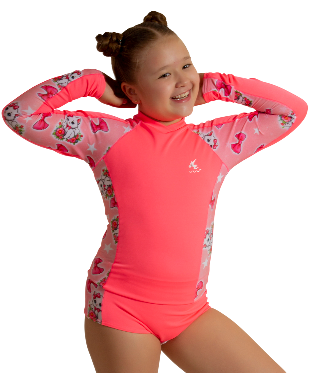 Vestido de baño olimpico niña manga larga estampado